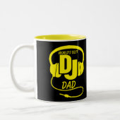 De beste DJ Pap zwarte gele mok ter wereld (Links)