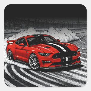 De Beste Drift Auto Rood Spier Vierkante Sticker