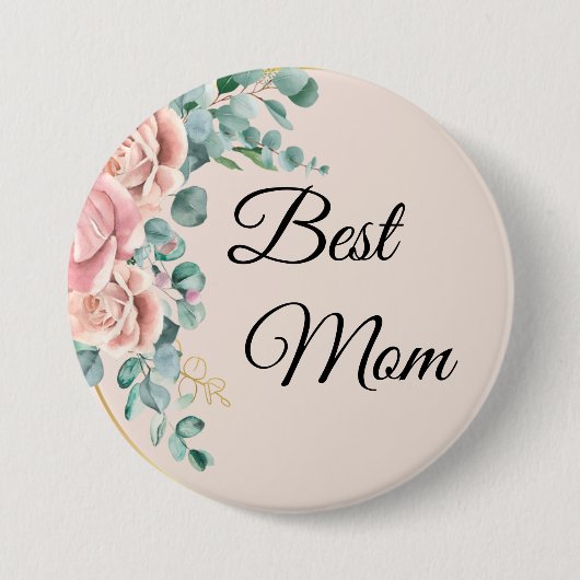 De beste florroze mam ronde button 7,6 cm (Voorkant)
