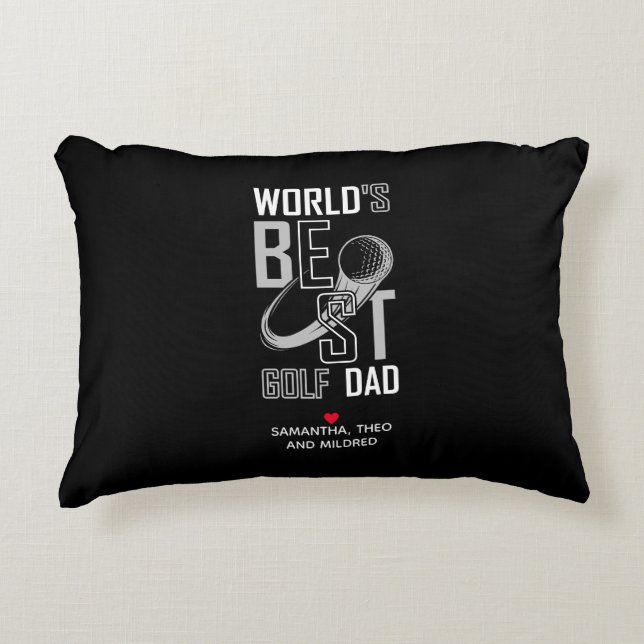 De beste Golfvader ter wereld | Zwarte en witte pa Accent Kussen (Voorkant)