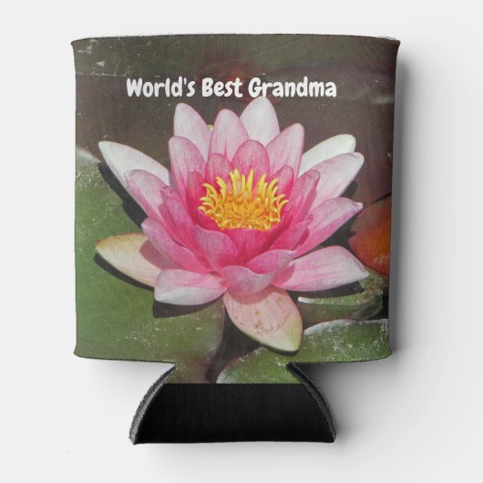 De beste grootmoeder in de wereld roze waterolievl blikjeskoeler (Voorkant)