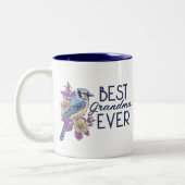 De beste grootmoeder ooit  bloem en vogel tweekleurige koffiemok (Links)