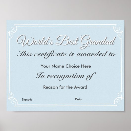 De beste grootvader ter wereld poster (Voorkant)