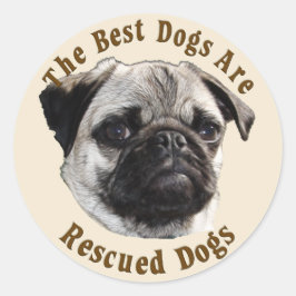 De beste honden worden gered (PUG) Ronde Sticker