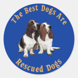 De beste honden zijn gered (Basset Hound) Ronde Sticker