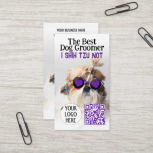 De beste hondentrimmer Shih Tzu Niet Logo QR-code Visitekaartje