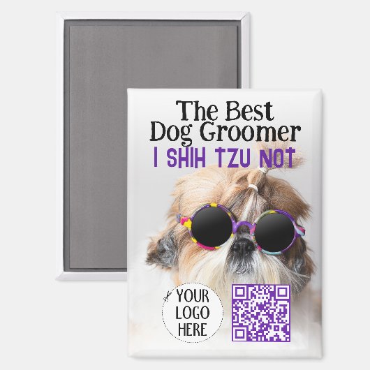 De beste hondenverzorger Shih Tzu Niet Logo QR-cod Magneet (Voorkant / Achterkant)