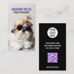 De Beste hondenverzorger Shih Tzu Niet Logo QR-cod Visitekaartje