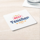 De beste leraar ooit vierkante kartonnen onderzetter (Schuin)