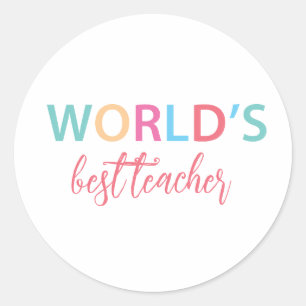 De beste leraar ter wereld kleurrijk ronde sticker