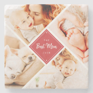 De beste mam ooit moderne aangepaste foto's stenen onderzetter