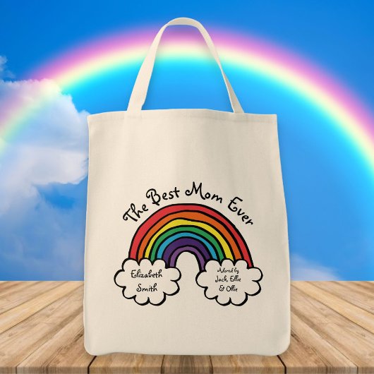 De beste mam ooit regenboog tote bag