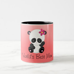 De beste mam Panda Pink en Black ter wereld Tweekleurige Koffiemok