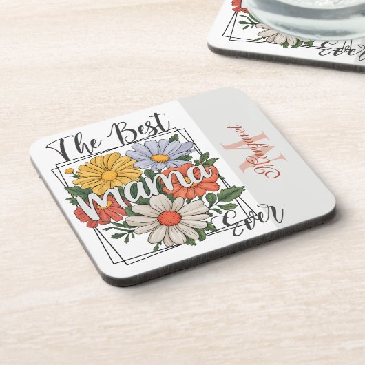 De beste mama ooit bloemenprint bier onderzetter (Linkerzijde)