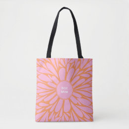 De beste mams floral burst pastel oranje roze draagtas