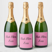 De beste moeder sms-roze sparkling wijnetiket (Flessen)