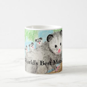 De beste moeder ter wereld. Opossum en baby's Koffiemok