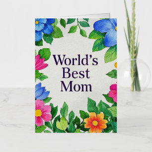De beste moeder van de bloemenwereld folie wenskaart