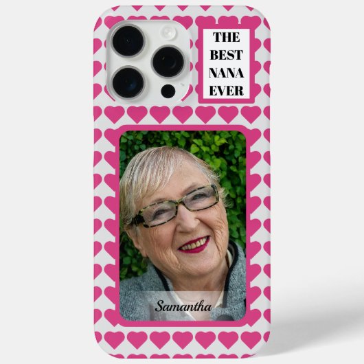 De beste Nana ooit Fotonaam Pink Hearts Case-Mate iPhone Case (Achterkant)
