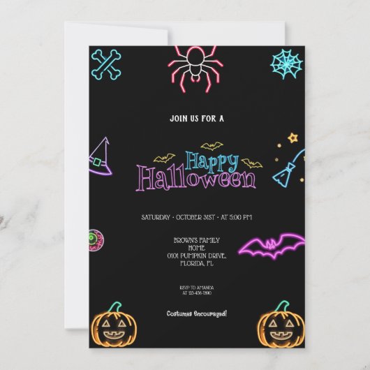 DE BESTE NEON HALLOWEEN UITNODIGING (Voorkant)
