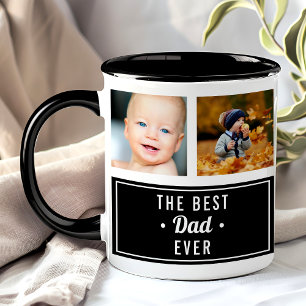 De Beste Papa Ooit Zwarte Aangepaste Foto Collage Mok