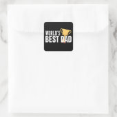 De beste papa typografie trofee ter wereld | STICK Vierkante Sticker (Tas)