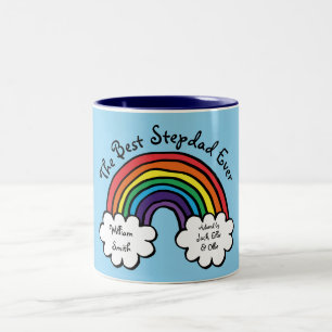 De beste Stepdad Ever Stepfather Rainbow Blue Tweekleurige Koffiemok