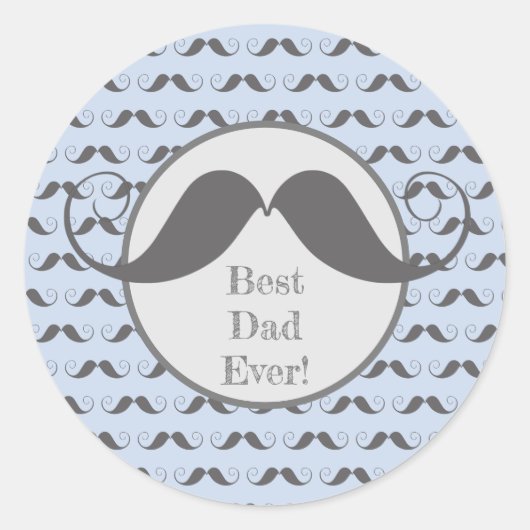 De beste vader ooit. Fun Mustache Pattern Vaderdag Ronde Sticker (Voorkant)