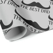 De beste vader snor vaders dag zwart en grijs cadeaupapier (Rol Hoek)