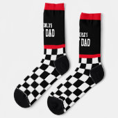 De beste vader van de wereld, gecheckte vlag, rood sokken (Links)
