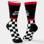 De beste vader van de wereld, gecheckte vlag, rood sokken (Gebogen)