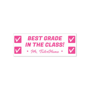 "DE BESTE VAN DE KLAS!" Educator Rubber Stamp Zelfinktende Stempel