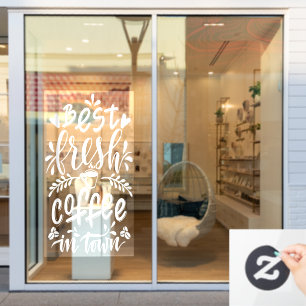 De beste verse koffie in de stad, de supermarkt raamsticker