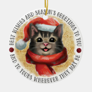 De beste wensen kat | dubbelzijdig keramisch ornament