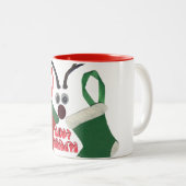 De beste wensen met kerst speciale aandacht rood e tweekleurige koffiemok (Voorkant rechts)