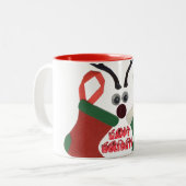 De beste wensen met kerst speciale aandacht rood e tweekleurige koffiemok (Voorkant links)