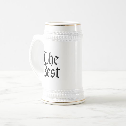 De beste witte stein een gouden sierlijst bierpul (Voorkant links)