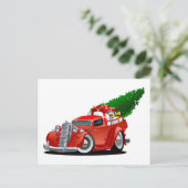 De Bestelwagen van Kerstmis van de cartoon Feestdagenkaart (Staand voorkant)