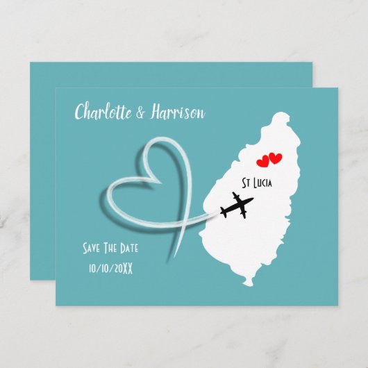 De bestemming Saint Lucia bewaart de datum Save The Date (Voorkant / Achterkant)