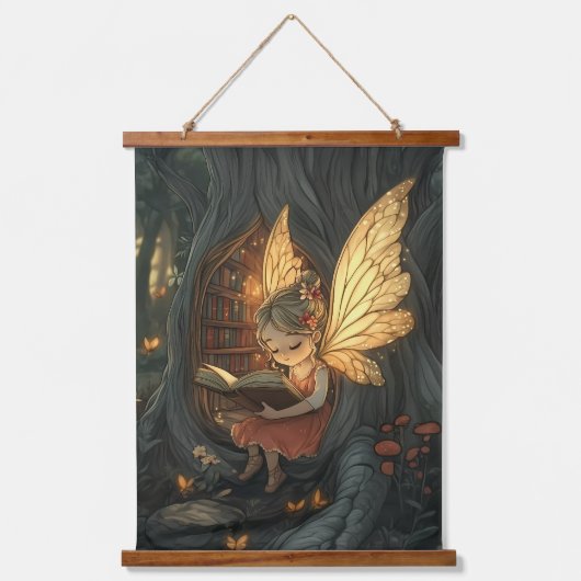 De betoverde bibliotheek van het bos hangend wandkleed (Voorkant)