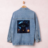 De betoverende Halloween Kitten Witch Denim Jacket (Hangar)