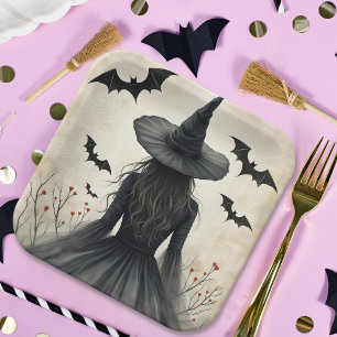 De betoverende Halloween Witch Papieren Bordje