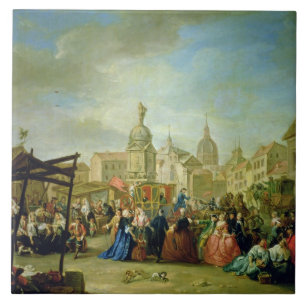 De beurs van Madrid in het Plaza de la Cebeda (oli Tegeltje