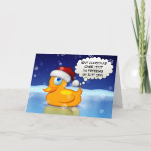 De bevriezende Eend van de Kerstman Feestdagen Kaart