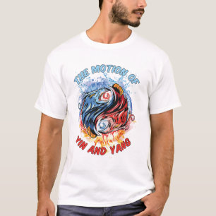 De beweging van Yin en Yang Mannen wit T-shirt