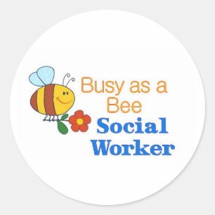 De bezige Maatschappelijk werker van de Bij Ronde Sticker