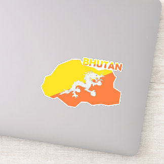 De Bhutanvlag op de landkaart Sticker