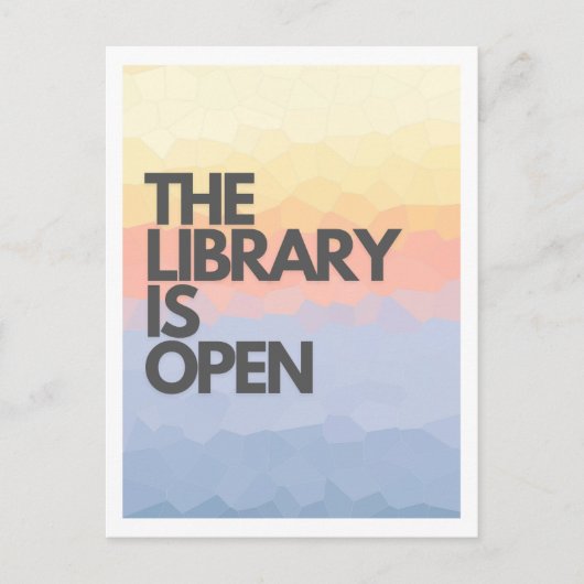 De bibliotheek is een open sleeprace briefkaart (Voorkant)