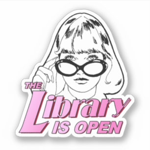 De bibliotheek is open sticker