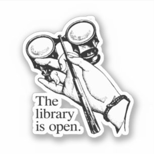 De bibliotheek is open sticker